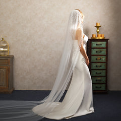 Leaf Lace Long Bridal Veil for Weddings