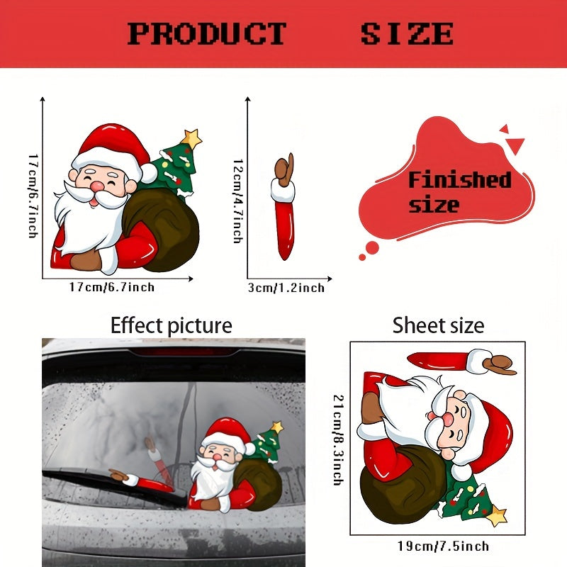Cartoon Santa Claus Rear Windshield Wiper Sticker