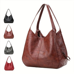 Vintage PU Hobo Bag Large Capacity Tote Bag Women's Travel Shoulder Bag