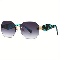 Rimless Rivet Sunglasses Gradient UV400 Driving Beach Summer Glasses