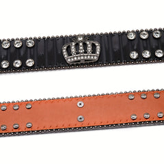 Rhinestones Crowns Straps Unisex Punk Trousers Belt
