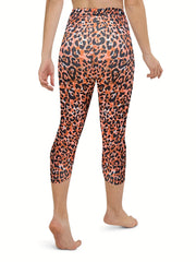 Leopard Print Skinny Capris Leggings for Women