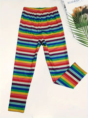 Rainbow Striped Leggings Girls All Seasons Sports Gift