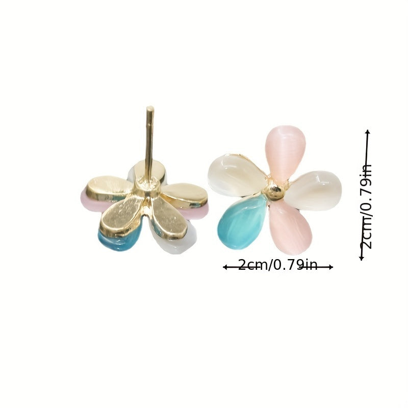 Moonstone Decor Stud Earrings 18K Plated Jewelry