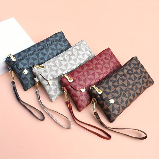 Geometric Print Clutch Bag Faux Leather Square Purse Women's Handbag