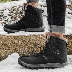 Men's Snow Boots Leather Warm Fleece Hiking Tactical Military Winter