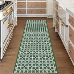 Marble Print Area Rug Grid Print Entrance Decor
