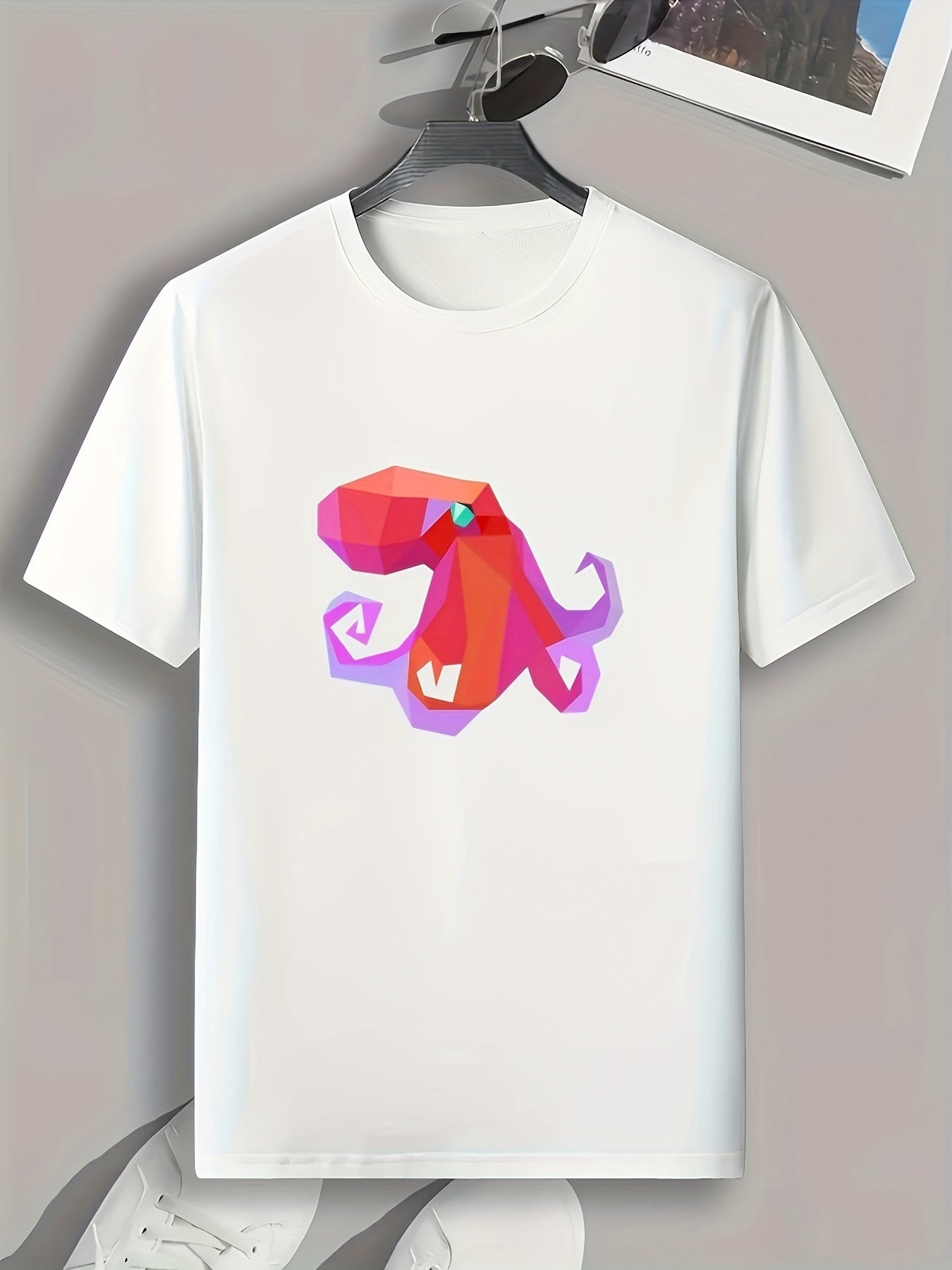 Octopus Print Men's Graphic Tee for Summer