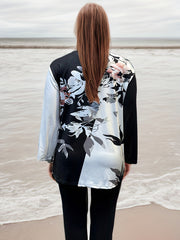  Colorblock Floral Print Cardigan