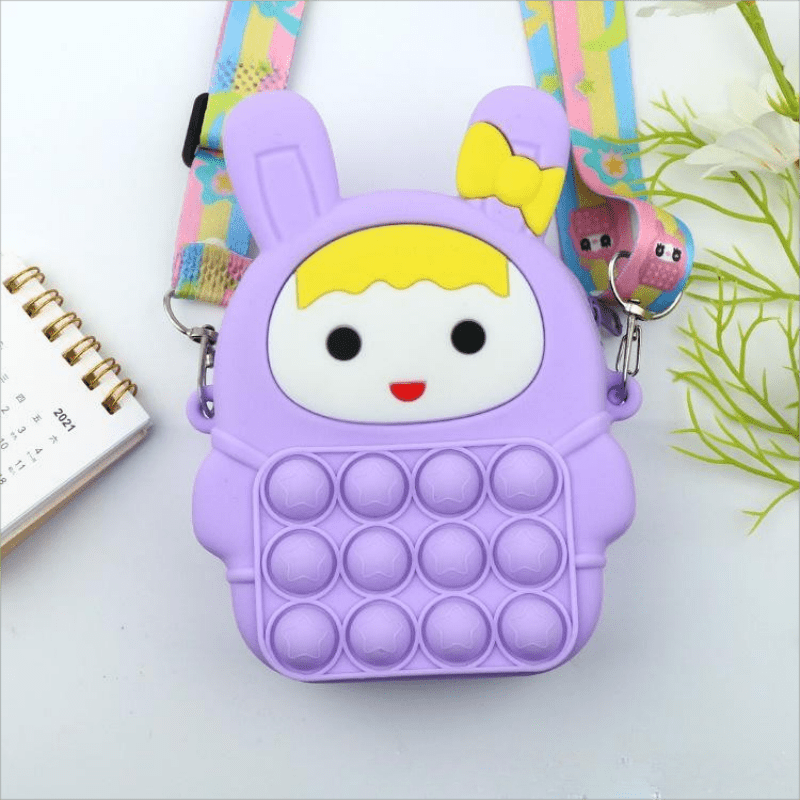 Funny Rabbit Shape Rainbow Crossbody Bag with Colorful Strap