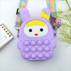 Funny Rabbit Shape Rainbow Crossbody Bag with Colorful Strap