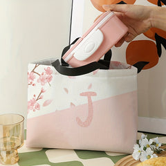 Letter Printed Portable Lunch Bag Large Capacity Waterproof Insulated Bag