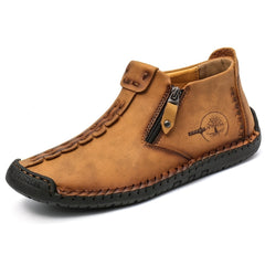 Men's Zipper Ankle Boots Vintage Rubber Sole Outdoor Shoes