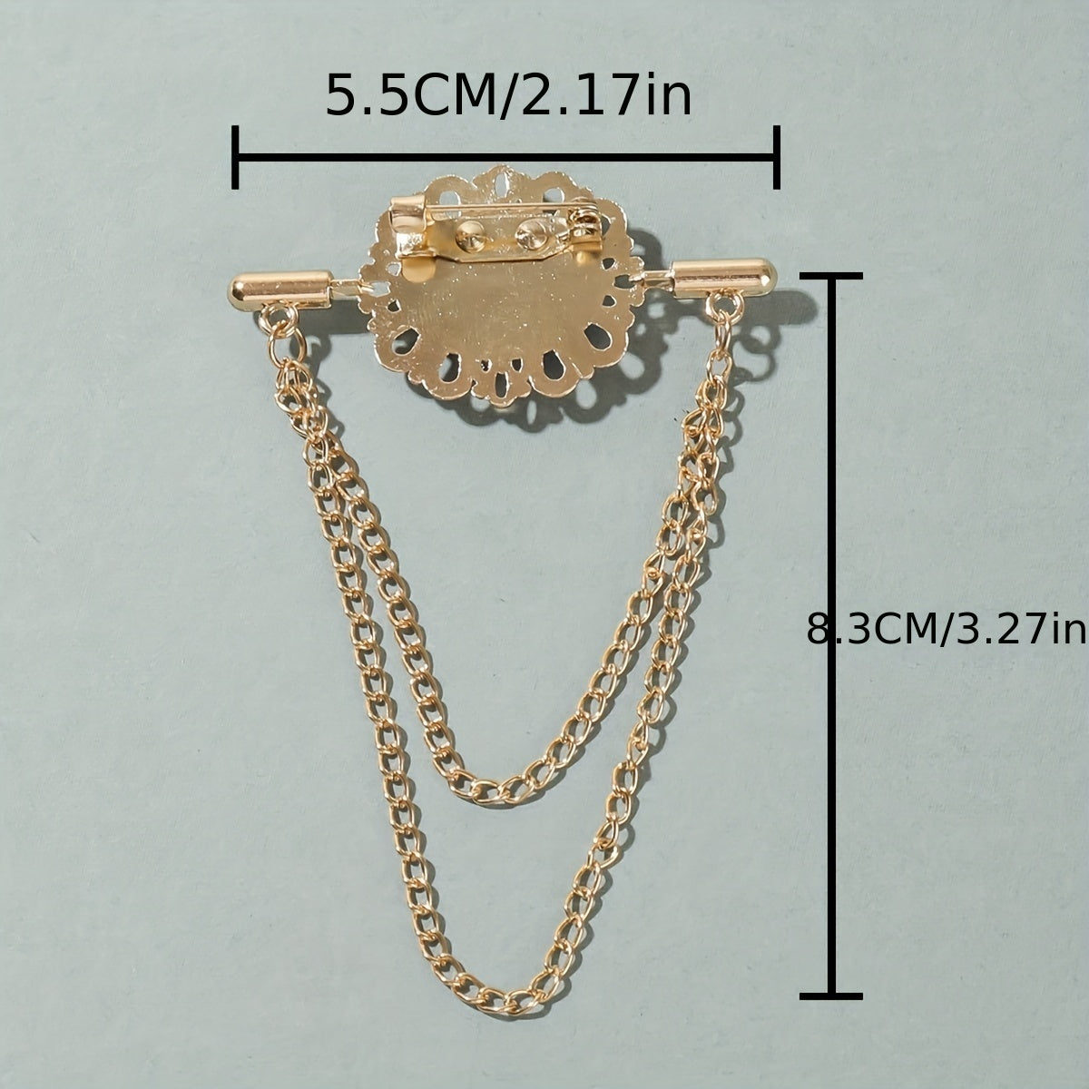 Sapphire Brooch Chain Collar Pin Jewelry Set