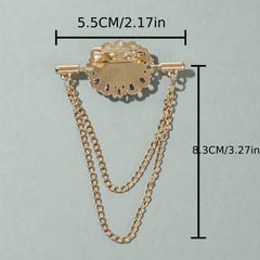 Sapphire Brooch Chain Collar Pin Jewelry Set