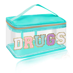 Chenille Letter Clear Makeup Bag Waterproof Glitter Cosmetic Handbag