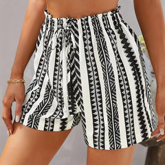 Geo Print Drawstring Shorts for Women
