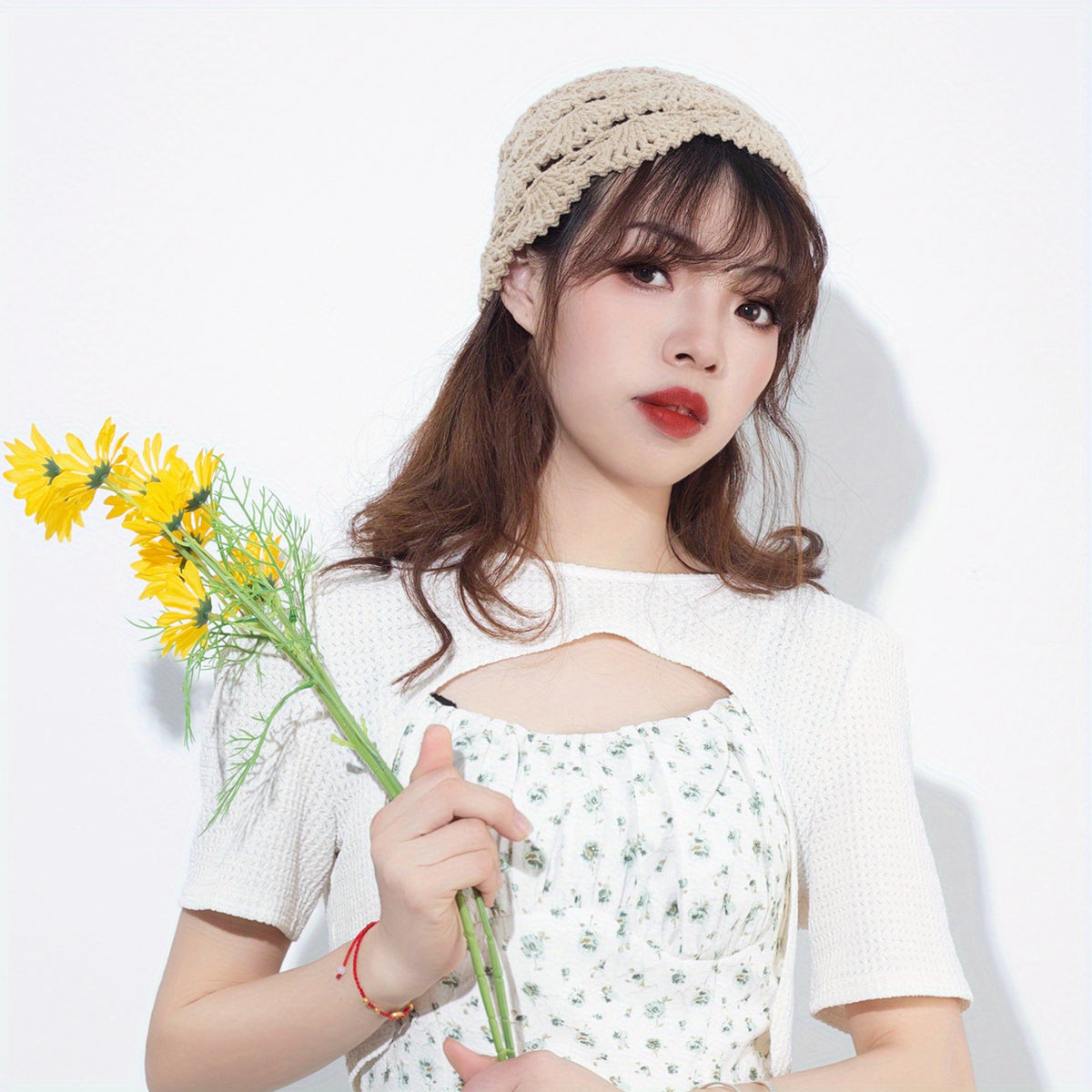 Classic Crochet Khaki Beanie Casual Elastic Knit Hat