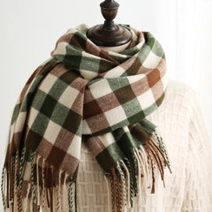 Winter Cashmere Plaid Thick Scarf Shawl