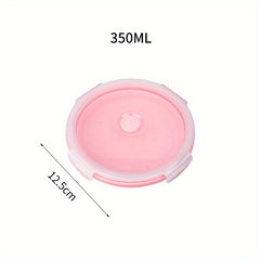 4pcs Silicone Insulated Lunch Box Collapsible Portable BPA Round Bento Leakproof