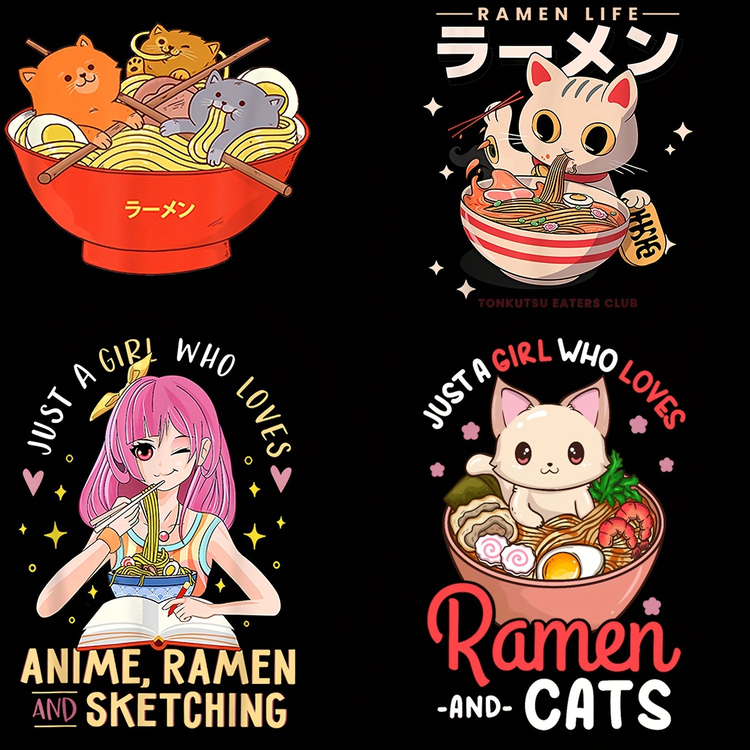 Ramen Cartoon Iron On Heat Transfer Sticker For Girls DIY T Shirt Backpack