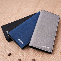 Men's Slim Canvas Long Wallet with 13 Card Slots