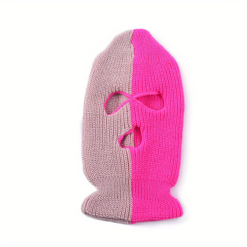Mens Three Hole Cap Warm Two Knit Cap Cycling Cap