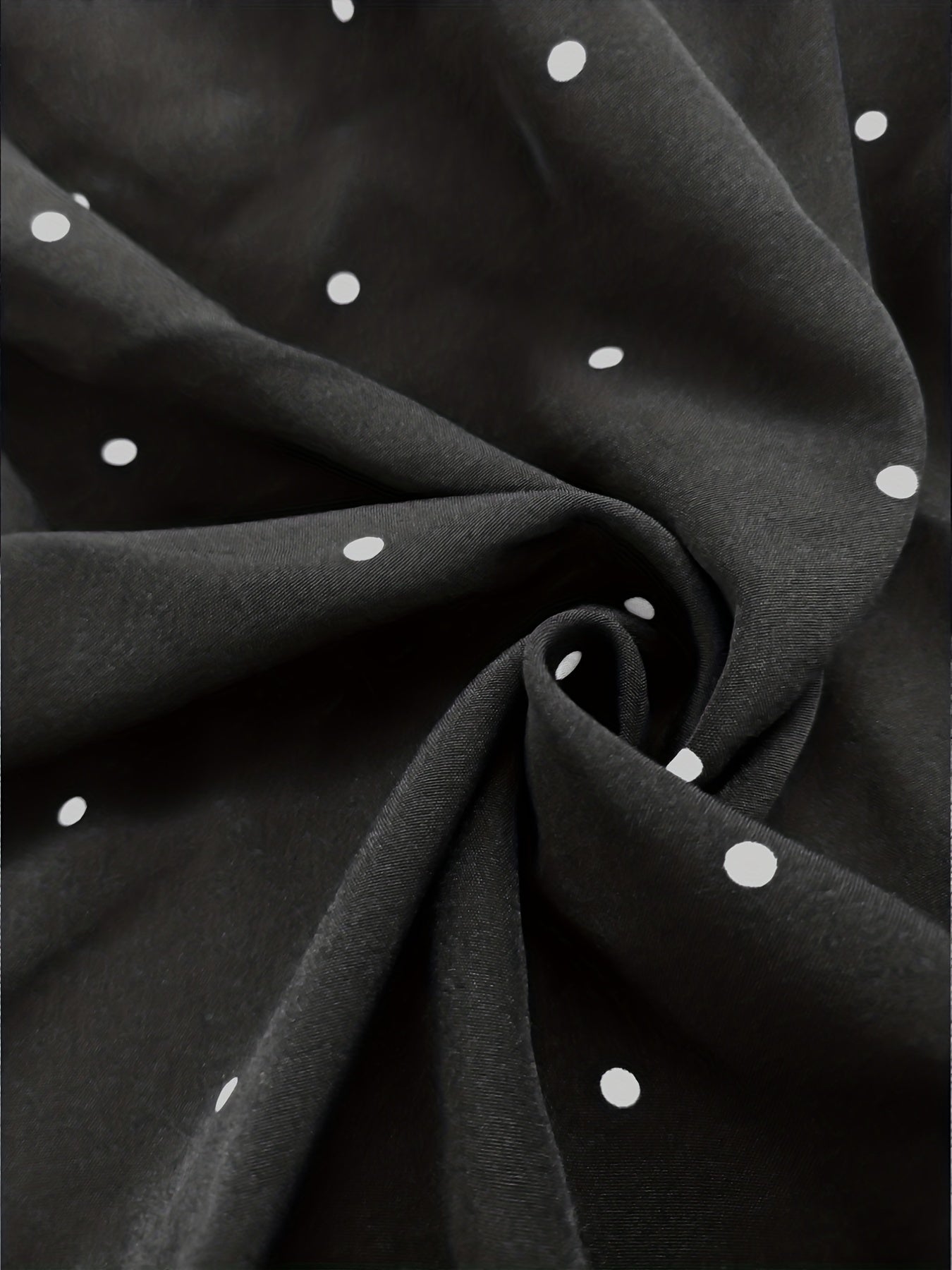  Dot Print Puff Sleeve A Line Dress With Belt