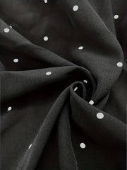  Dot Print Puff Sleeve A Line Dress With Belt
