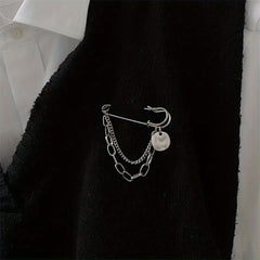 Minimalist Tassel Chain Brooch Pin Clothes Accessories