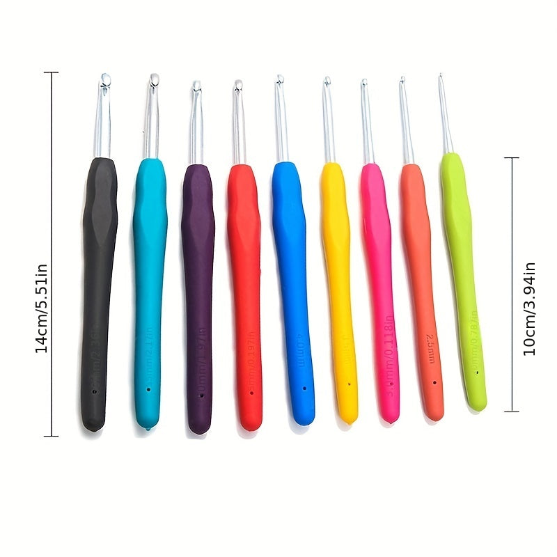 1pc Multicolor Handle Crochet Hook 2-10mm Knitting Tool for Handwork Hobby Craft
