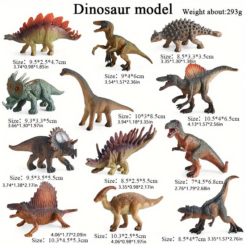 12pcs Medium Dinosaur Set Action Doll Educational Models
