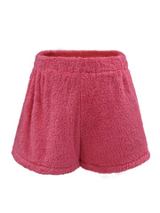  Solid Fuzzy Fleece Cardigan, Tank Top & Shorts Set