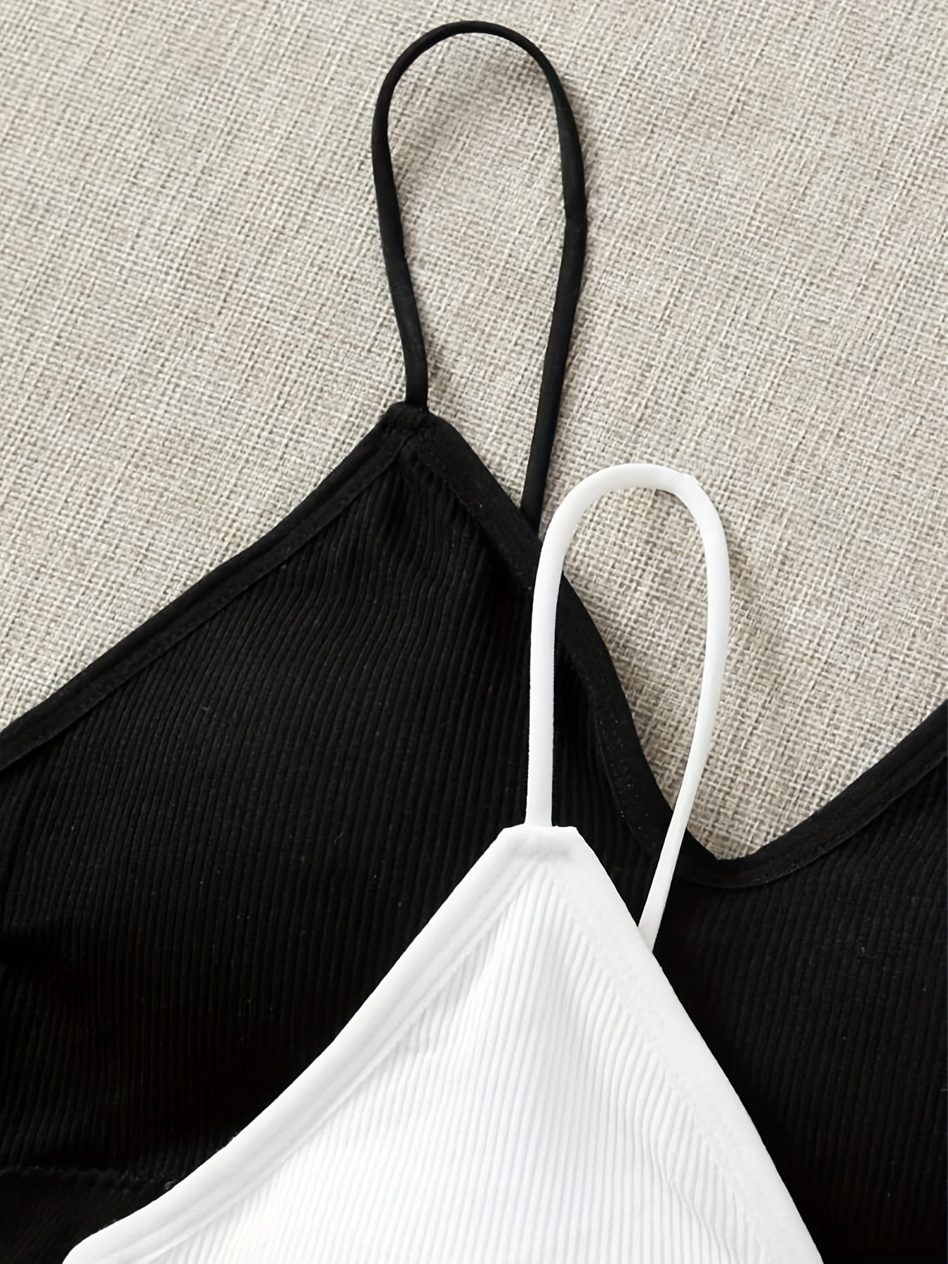 3pcs Solid Ribbed Wireless Bras Comfy Stretch Intimates Bra Women's Lingerie