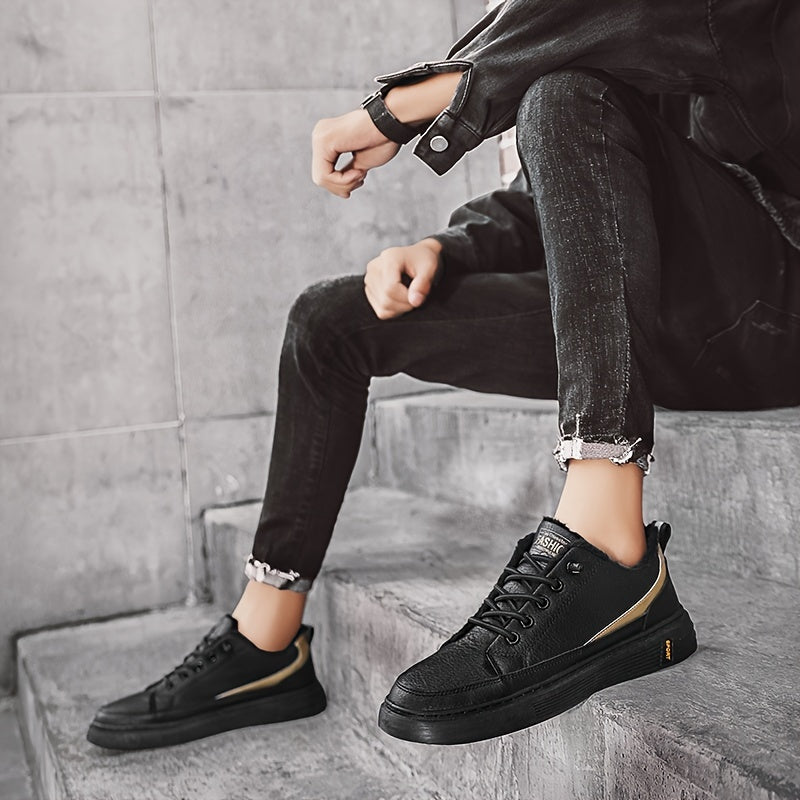 Men's Warm Fleece Skate Shoes Plush Winter Sneakers