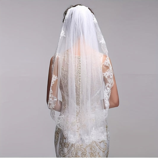 Lace Edge Bridal Veil With Comb Wedding Hair Accessories