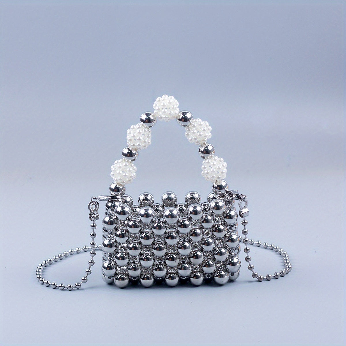 Stylish Beaded Crossbody Bag Acrylic Solid Shoulder Handbag & Purse