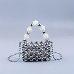 Stylish Beaded Crossbody Bag Acrylic Solid Shoulder Handbag & Purse