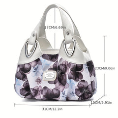 Floral Print Satchel Purse for Women - Faux Leather Work Bag