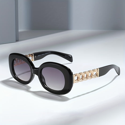 Y2K Oval Sunglasses For Women Men Hiphop Jelly Chain Charm Glasses UV400