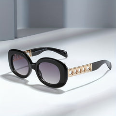 Y2K Oval Sunglasses For Women Men Hiphop Jelly Chain Charm Glasses UV400