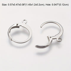 304 Stainless Steel Leverback Earrings 14.5x12x2mm
