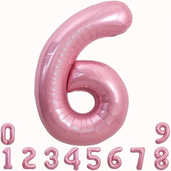 40 Inch Macaron Pink Number Balloons 0-9 with Ribbon & Straw