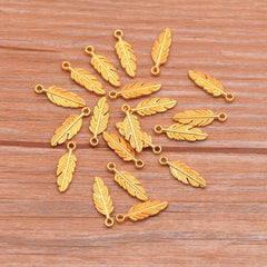 30pcs Feather Charm Pendant for DIY Key Chain Sweater Bracelet Necklace