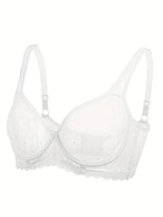 Polka Dot Mesh Unlined Push Up Bra Sheer Lingerie