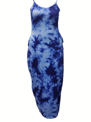  Tie Dye Maxi Cami Dress With Pockets