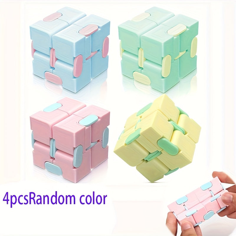 4pcs Infinite Flip Cube Puzzle Toy Stress Relief 3D Cube Pink