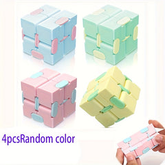 4pcs Infinite Flip Cube Puzzle Toy Stress Relief 3D Cube Pink