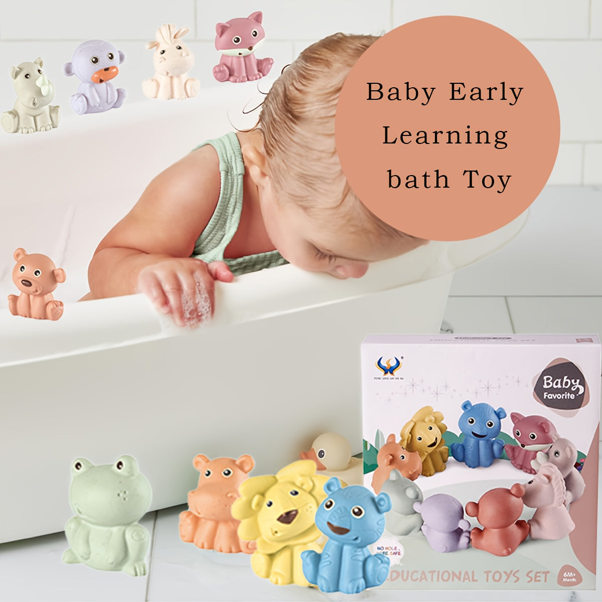 Baby Safe Soft Bath Animal Water Play Toy Set 9pcs