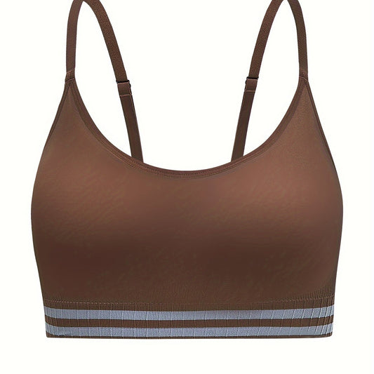  Striped Pattern Sports Bra High Stretch Yoga Fitness Bra